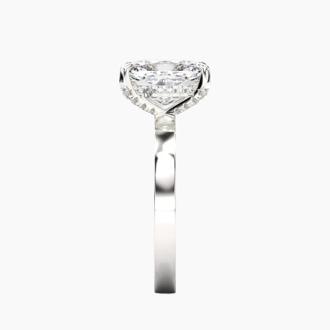 Marble Cushion Hidden Halo 1.5 Carat Lab Grown Diamond Engagement Ring in 18K White Gold
