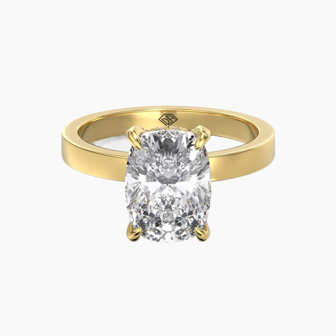 Marble Cushion Hidden Halo 2 Carat Lab Grown Diamond Engagement Ring in 18K White Gold