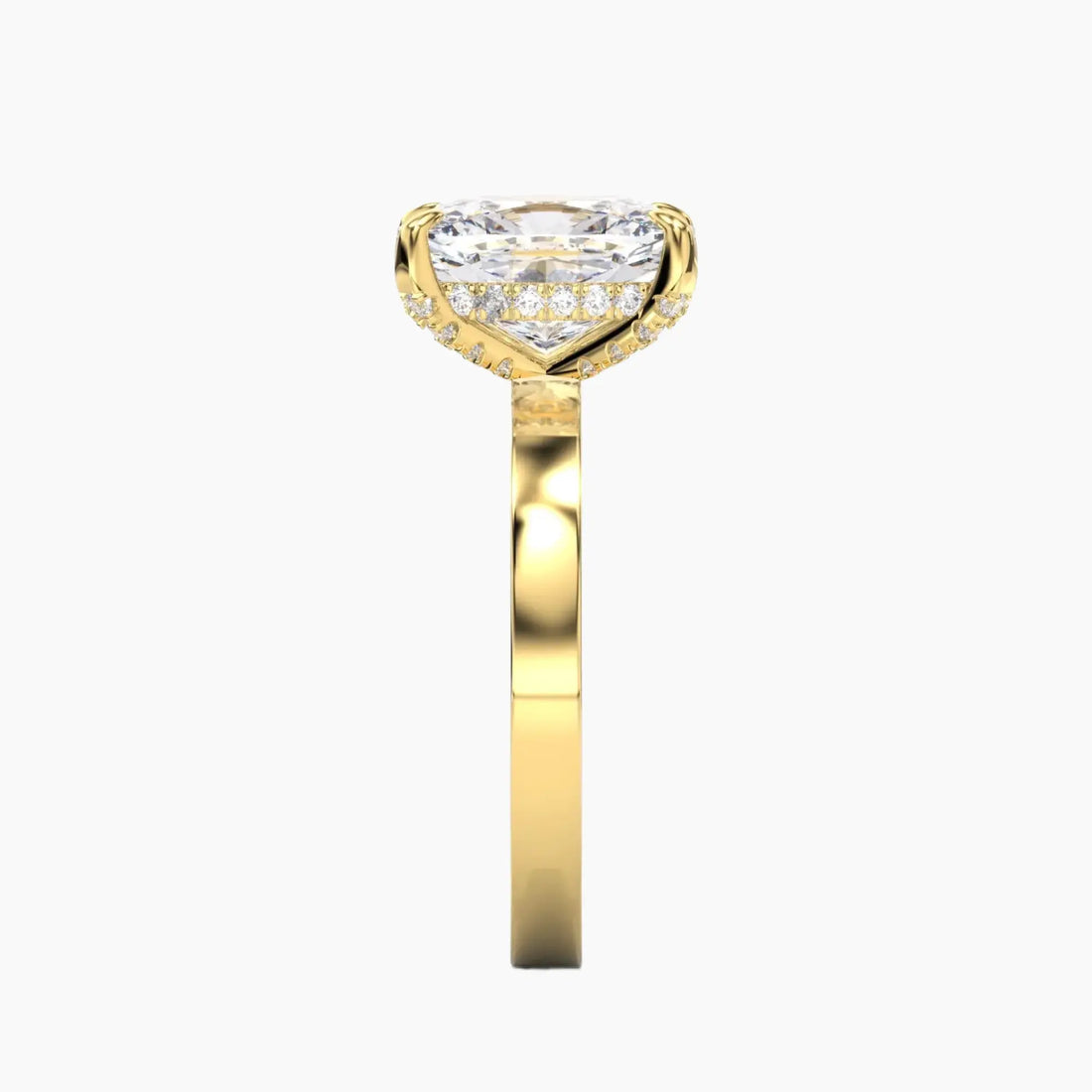 Marble Cushion Hidden Halo 2 Carat Lab Grown Diamond Engagement Ring in 14K Rose Gold