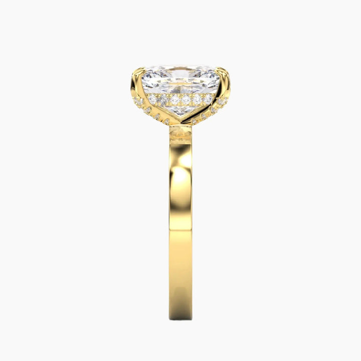 Marble Cushion Hidden Halo 2.5 Carat Lab Grown Diamond Engagement Ring in 18K Rose Gold