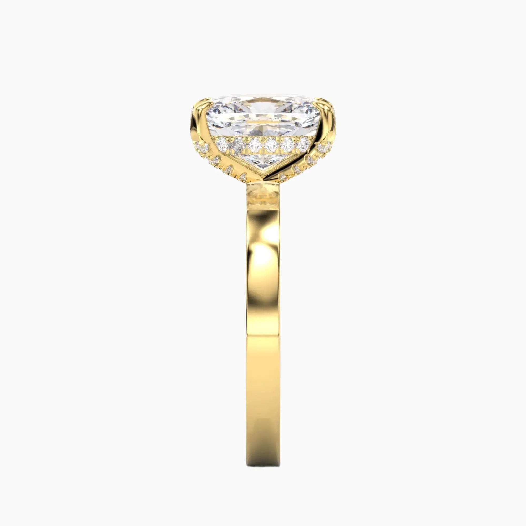 Marble Cushion Hidden Halo 3 Carat Lab Grown Diamond Engagement Ring in 14K Rose Gold