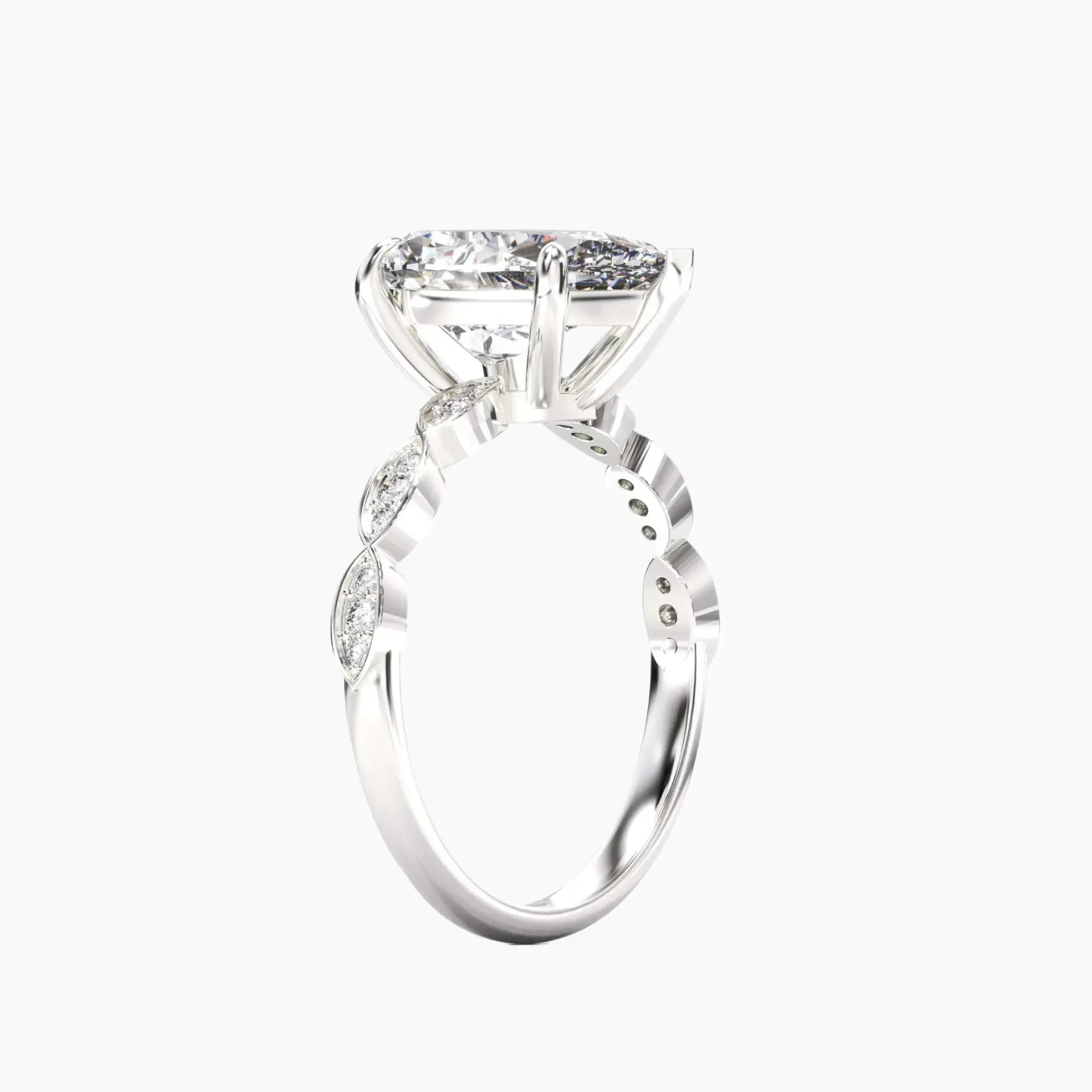 Feather Pear Unique 1.5 Carat Lab Grown Diamond Engagement Ring in 18K Yellow Gold