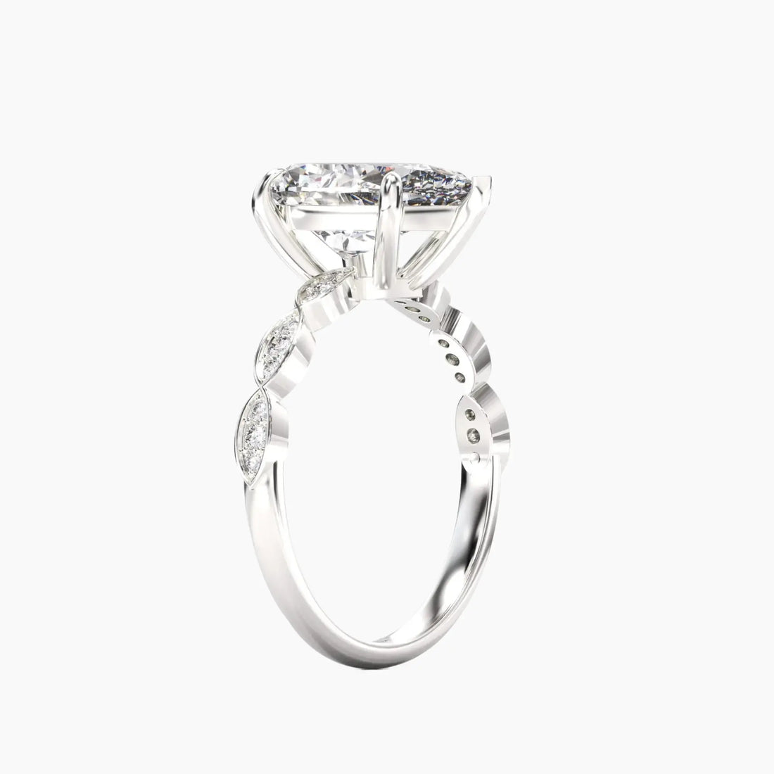 Feather Pear Unique 2.5 Carat Lab Grown Diamond Engagement Ring in 14K Rose Gold