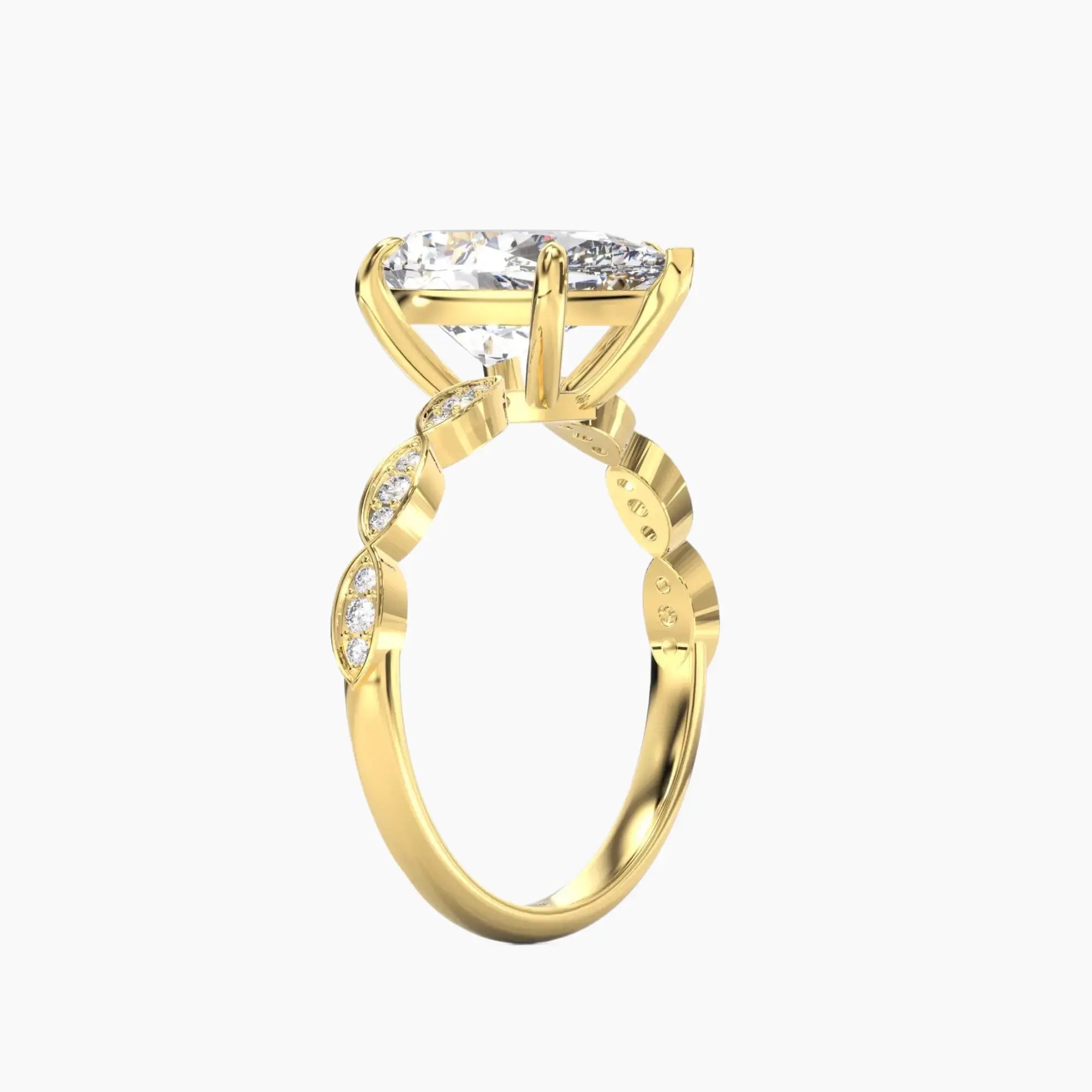 Feather Pear Unique 2 Carat Lab Grown Diamond Engagement Ring in 14K Rose Gold