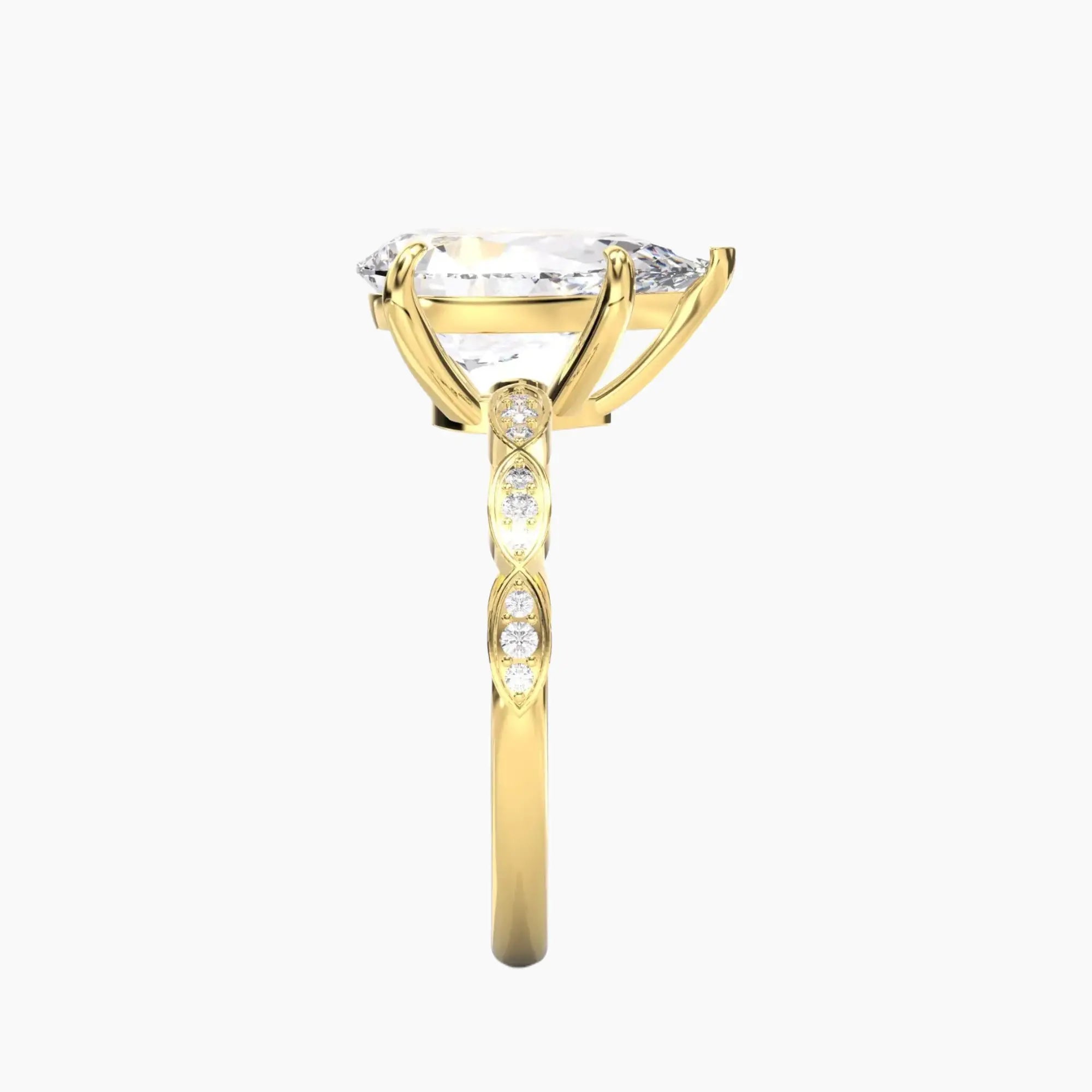 Feather Pear Unique 2 Carat Lab Grown Diamond Engagement Ring in 14K White Gold