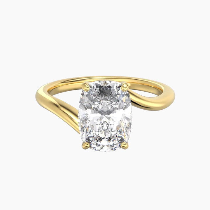 Whisper Cushion Unique 3 Carat Lab Grown Diamond Engagement Ring in 18K Yellow Gold