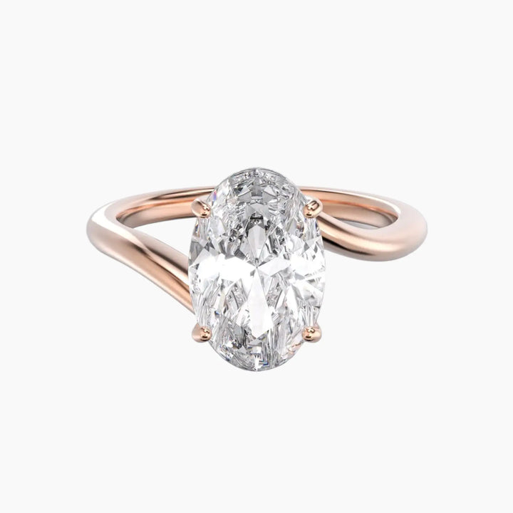 Whisper Oval Unique 2 Carat Lab Grown Diamond Engagement Ring in 18K Rose Gold