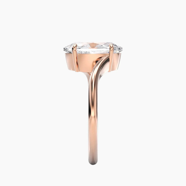 Whisper Oval Unique 3 Carat Lab Grown Diamond Engagement Ring in 14K Yellow Gold