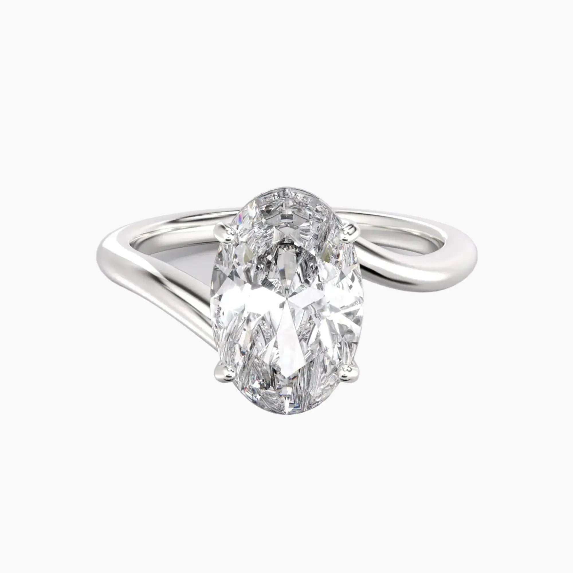 Whisper Oval Unique 1 Carat Lab Grown Diamond Engagement Ring in 18K White Gold