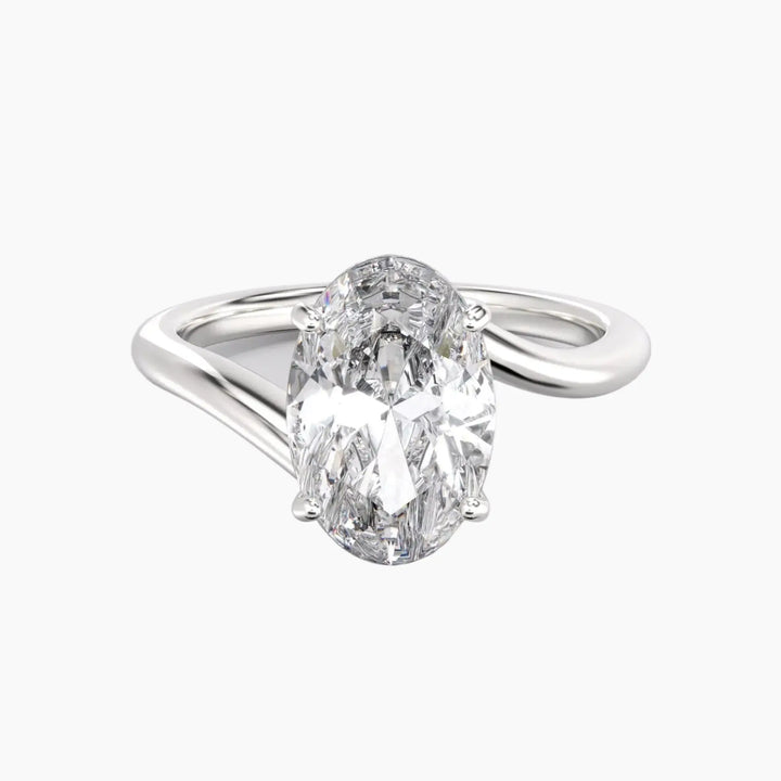 Whisper Oval Unique 1 Carat Lab Grown Diamond Engagement Ring in 18K White Gold