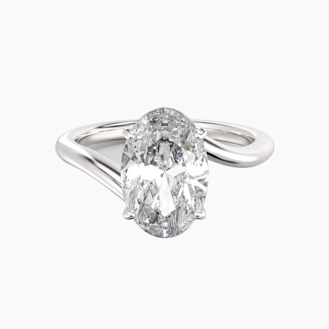 Whisper Oval Unique 3 Carat Lab Grown Diamond Engagement Ring in 18K Yellow Gold