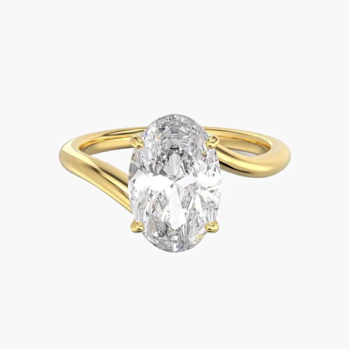 Whisper Oval Unique 3 Carat Lab Grown Diamond Engagement Ring in 14K Yellow Gold