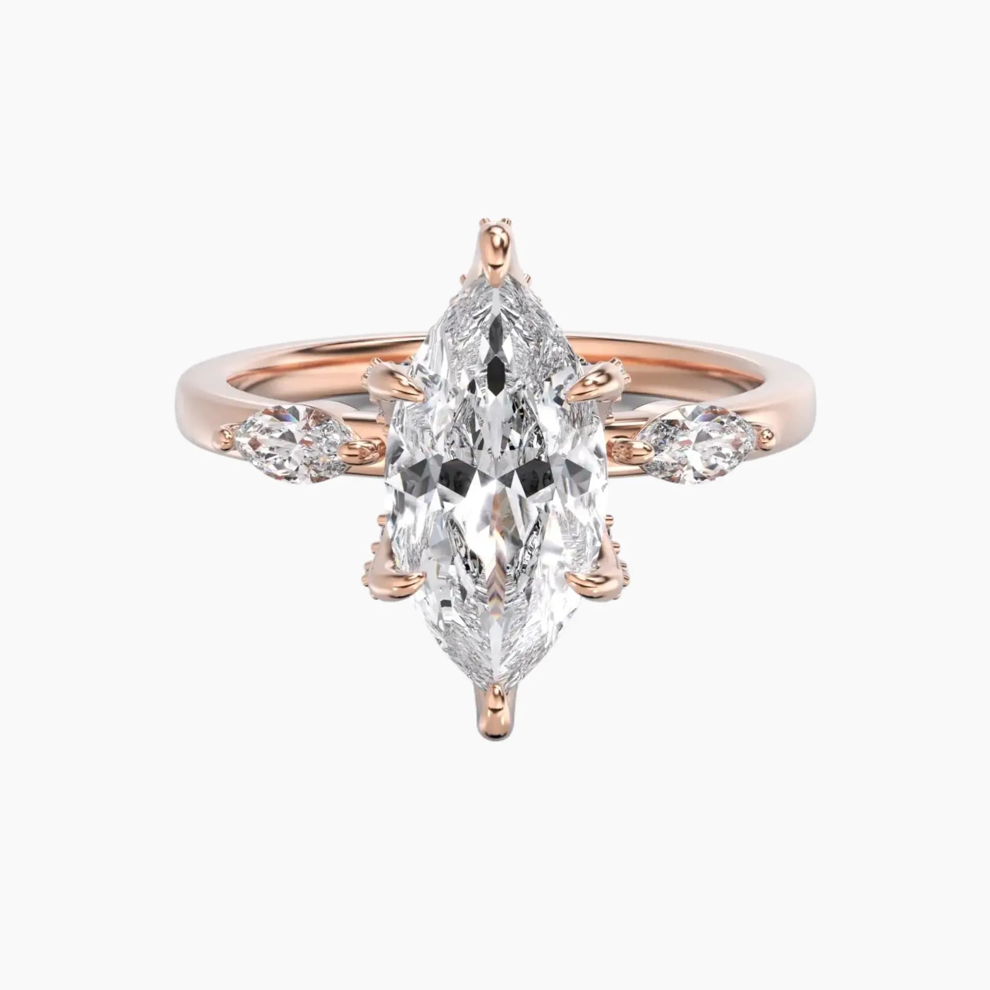 Auracle Marquise Hidden Halo 1.5 Carat Lab Grown Diamond Engagement Ring in 14K Rose Gold