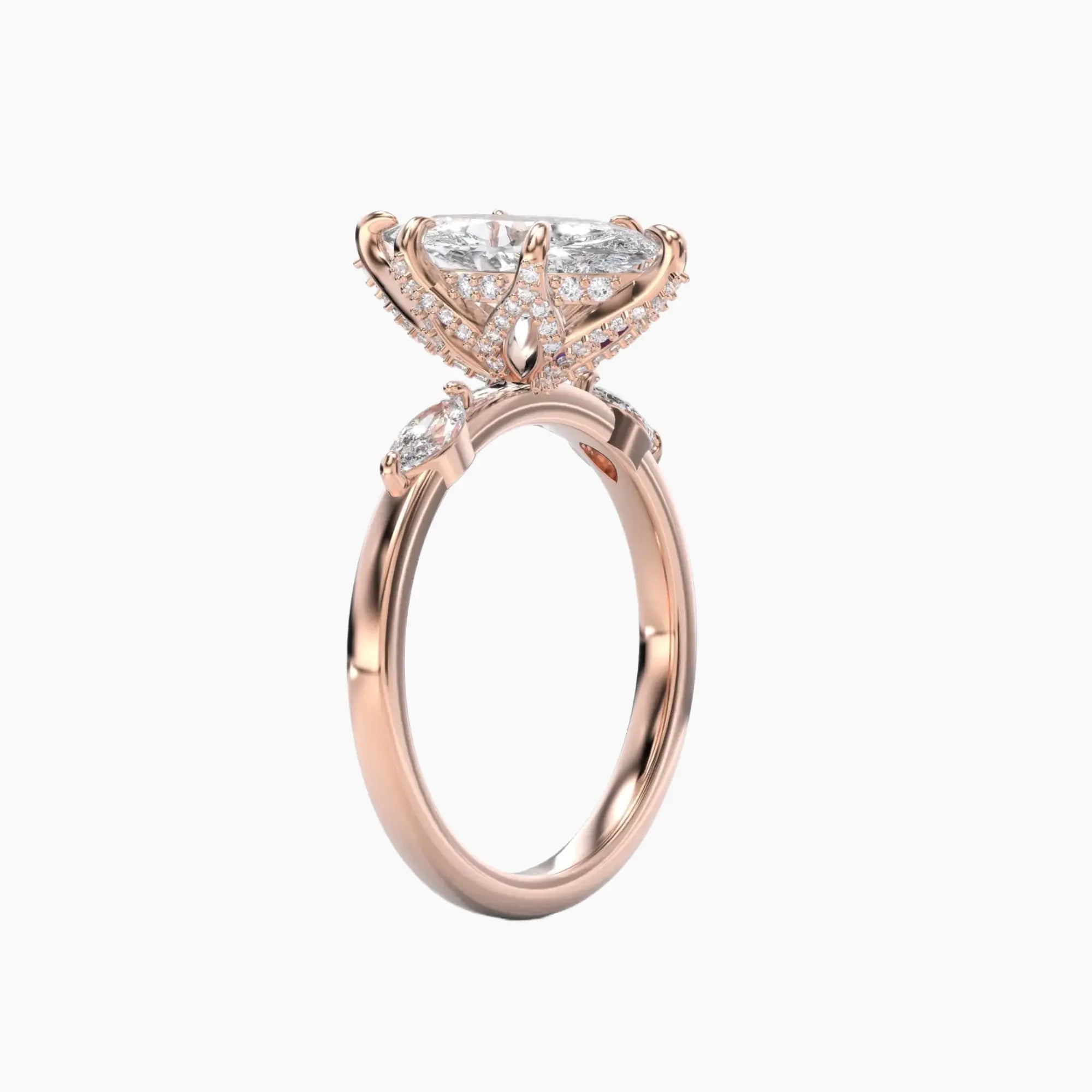 Auracle Marquise Hidden Halo Diamond Ring Setting in 18K White Gold