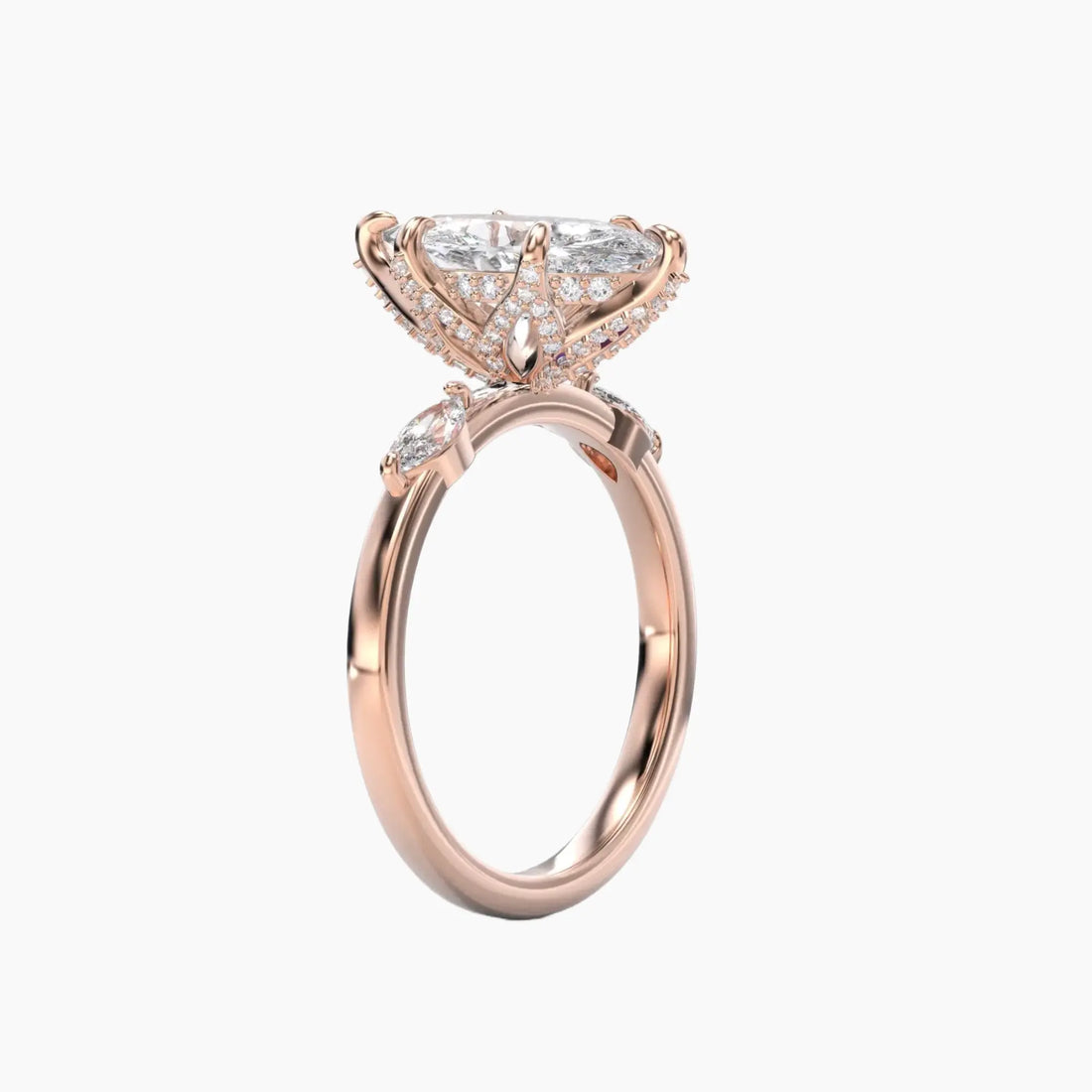Auracle Marquise Hidden Halo 2.5 Carat Lab Grown Diamond Engagement Ring in 14K Yellow Gold