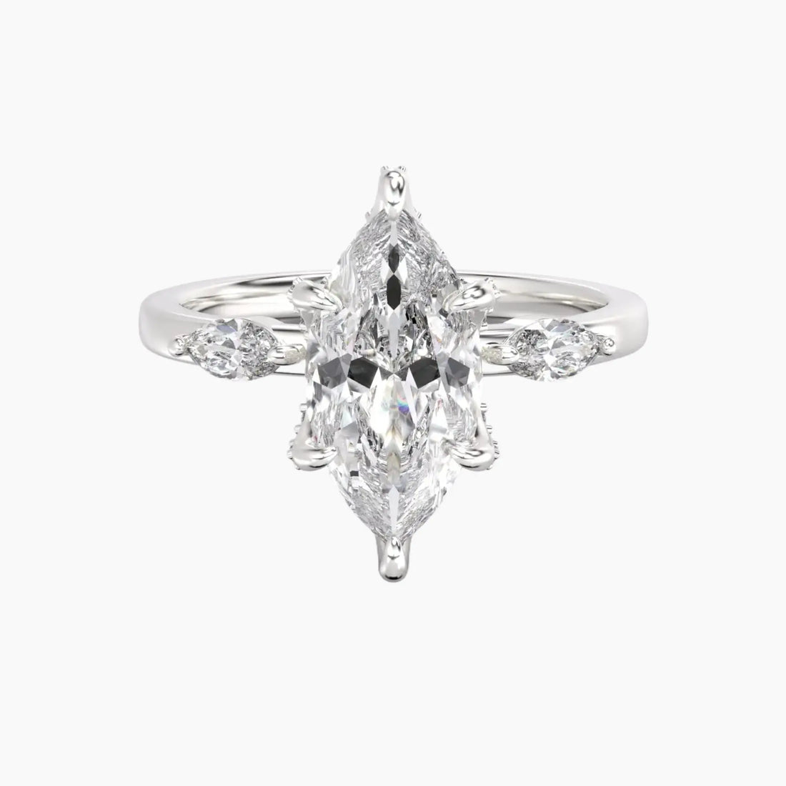 Auracle Marquise Hidden Halo 1.5 Carat Lab Grown Diamond Engagement Ring in 18K White Gold