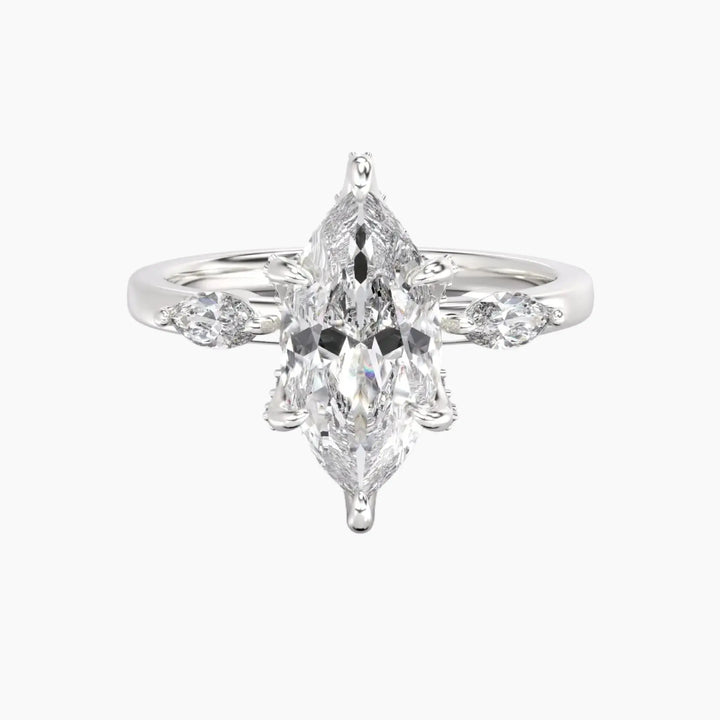 Auracle Marquise Hidden Halo 2 Carat Lab Grown Diamond Engagement Ring in 18K White Gold