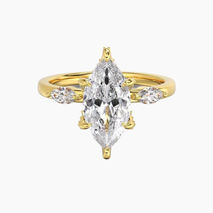 Auracle Marquise Hidden Halo 3 Carat Lab Grown Diamond Engagement Ring in 14K Yellow Gold