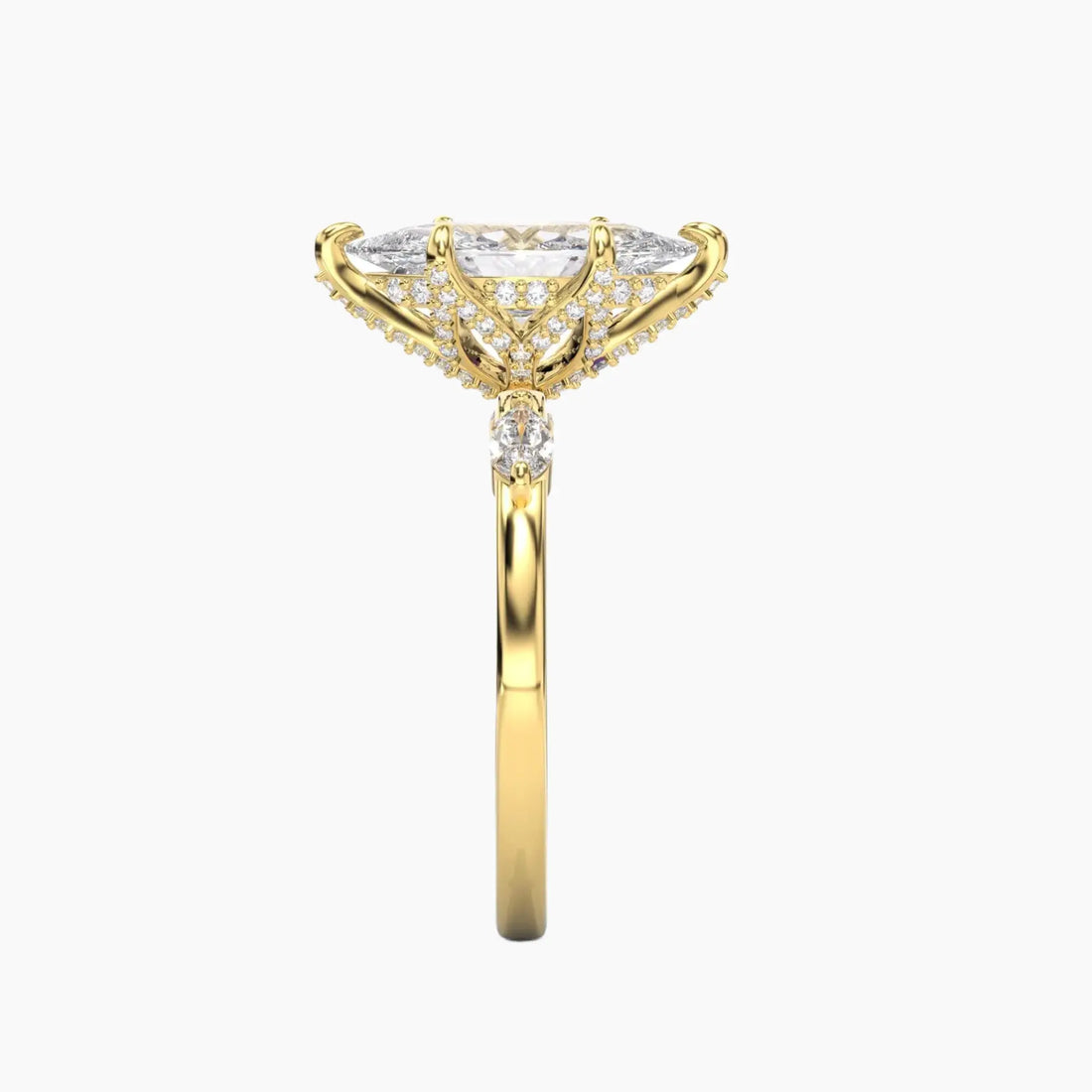 Auracle Marquise Hidden Halo Diamond Ring Setting in 14K Yellow Gold