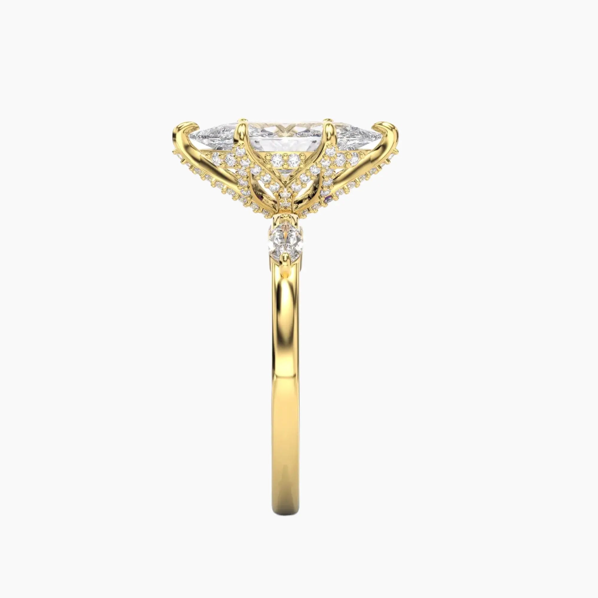 Auracle Marquise Hidden Halo 1 Carat Lab Grown Diamond Engagement Ring in 14K Yellow Gold