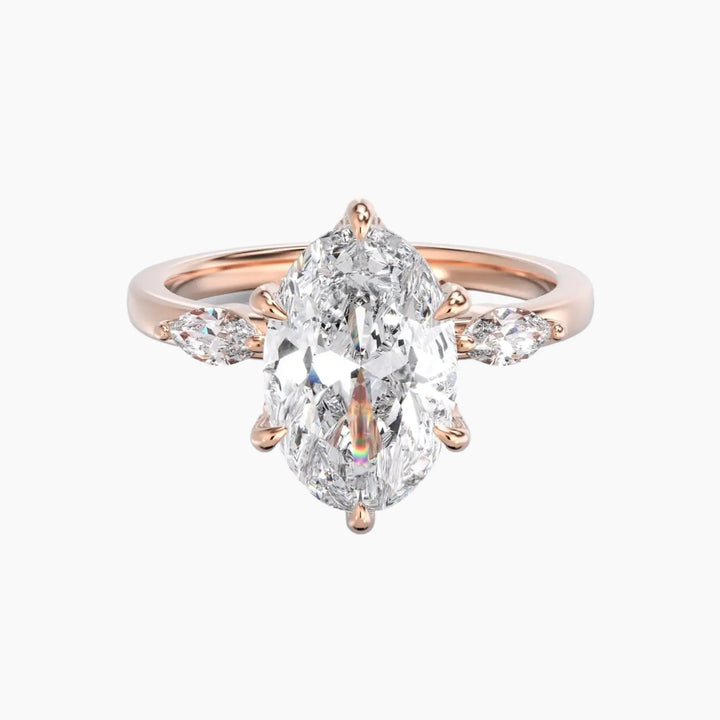 Auracle Oval Hidden Halo 2 Carat Lab Grown Diamond Engagement Ring in 14K Rose Gold