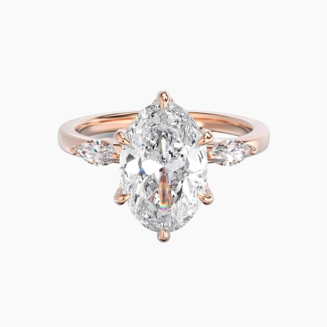 Auracle Oval Hidden Halo 2 Carat Lab Grown Diamond Engagement Ring in 18K Rose Gold