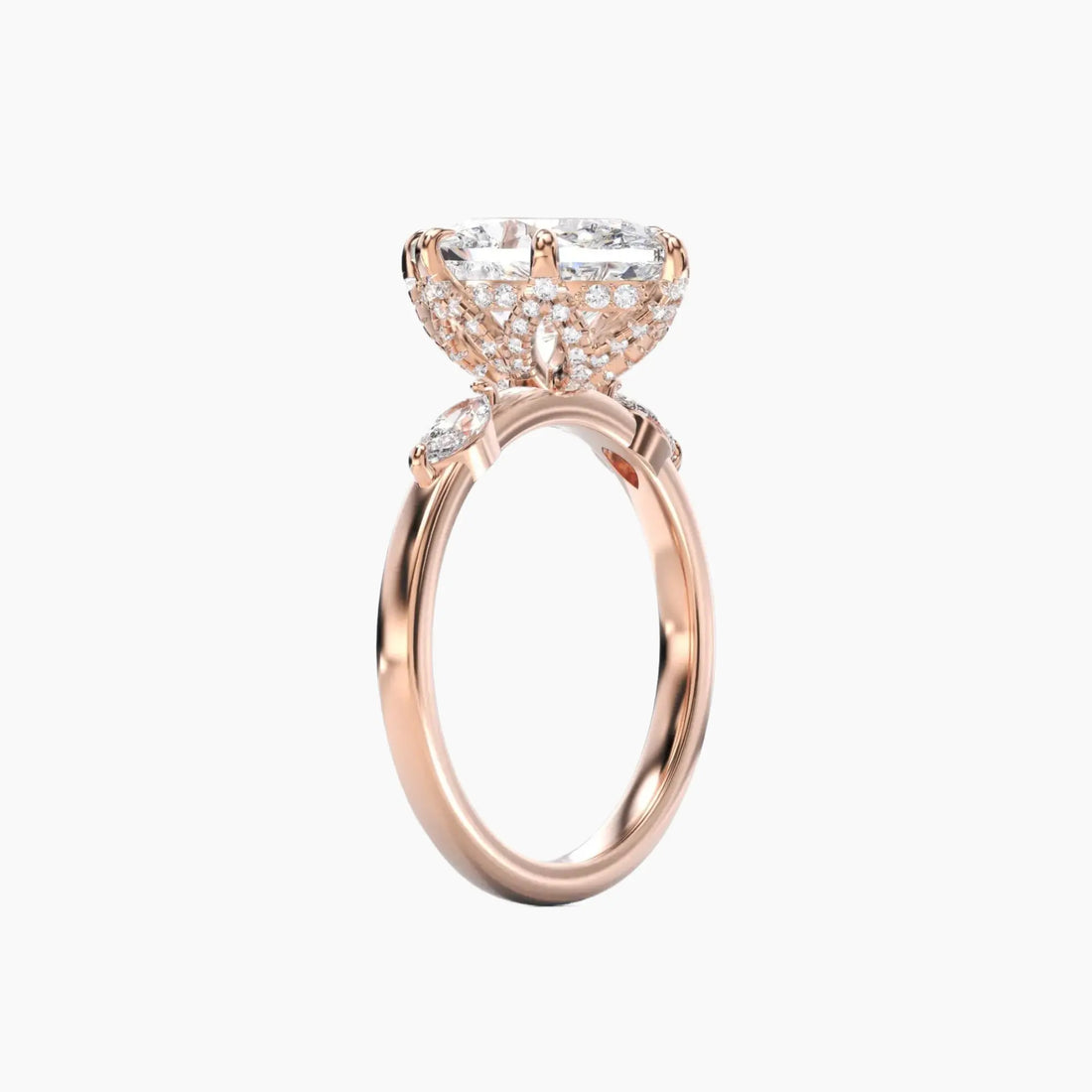 Auracle Oval Hidden Halo Diamond Ring Setting in 18K White Gold
