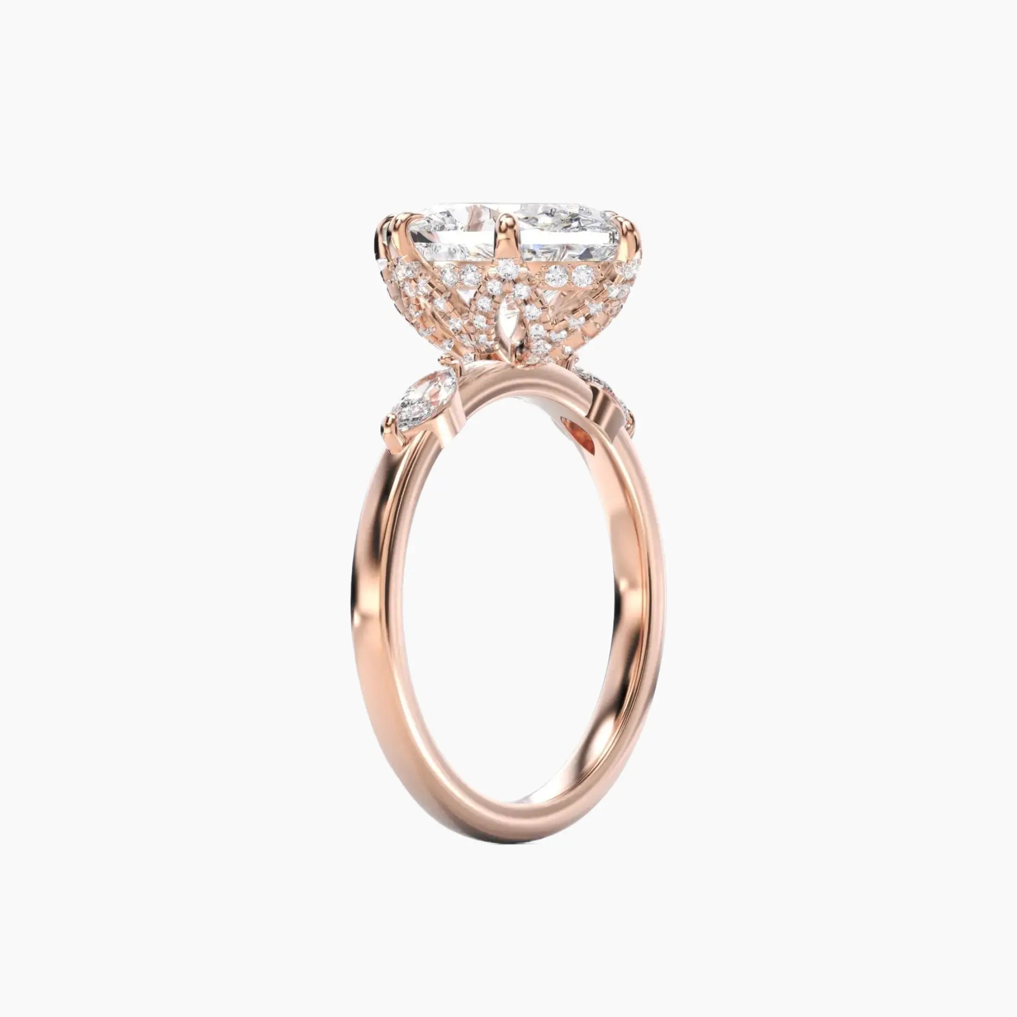 Auracle Oval Hidden Halo Diamond Ring Setting in 14K White Gold