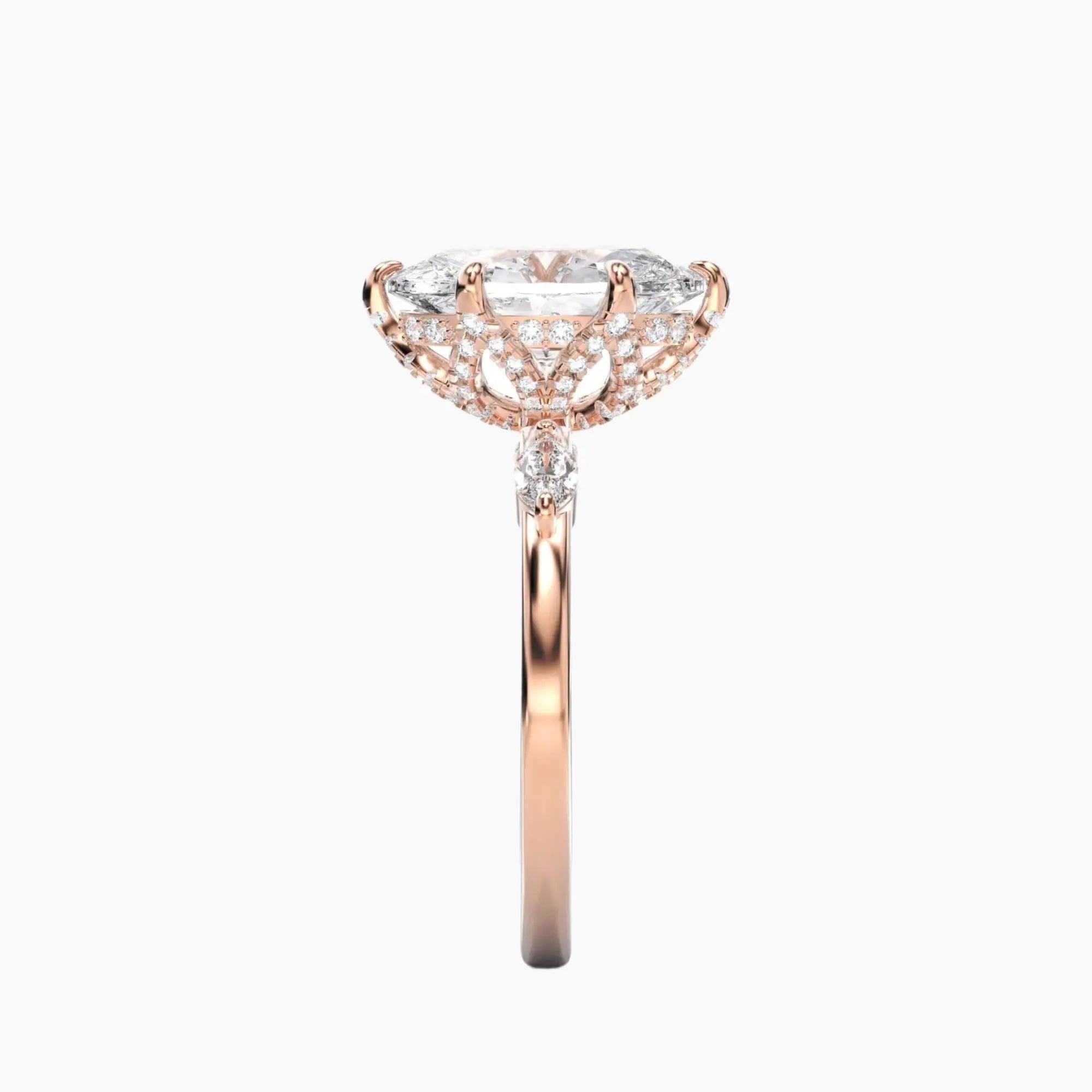Auracle Oval Hidden Halo 3 Carat Lab Grown Diamond Engagement Ring in 14K Yellow Gold