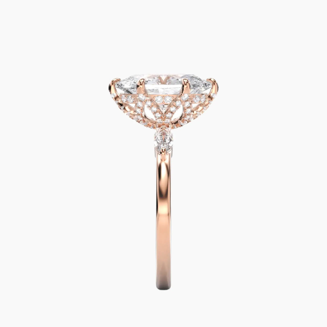 Auracle Oval Hidden Halo 2 Carat Lab Grown Diamond Engagement Ring in 14K White Gold