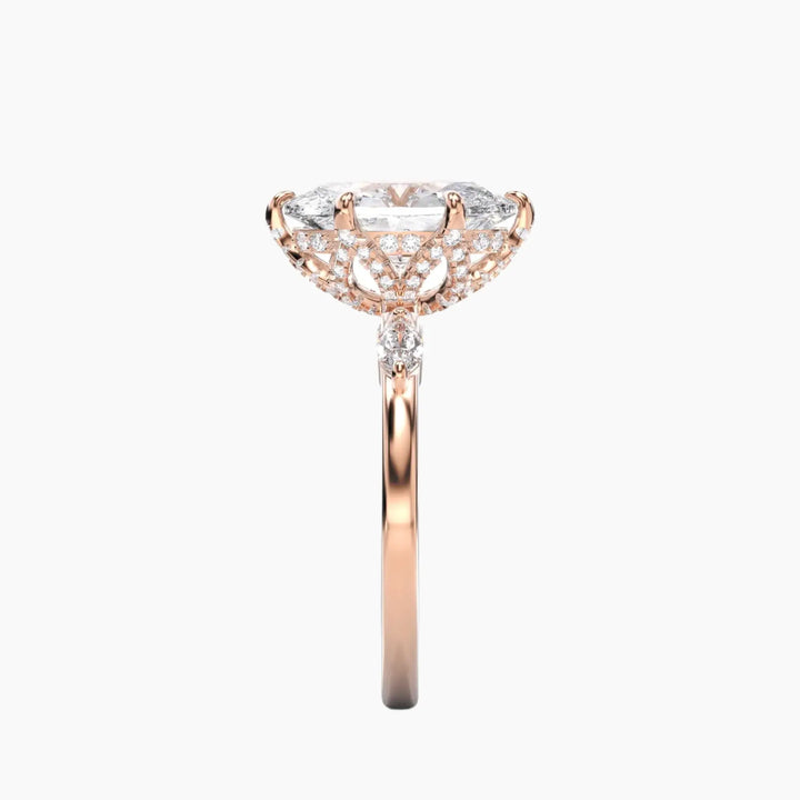 Auracle Oval Hidden Halo 3 Carat Lab Grown Diamond Engagement Ring in 18K White Gold
