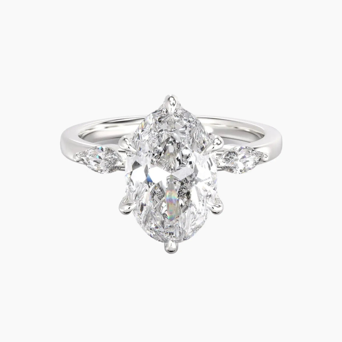 Auracle Oval Hidden Halo 3 Carat Lab Grown Diamond Engagement Ring in 18K Rose Gold