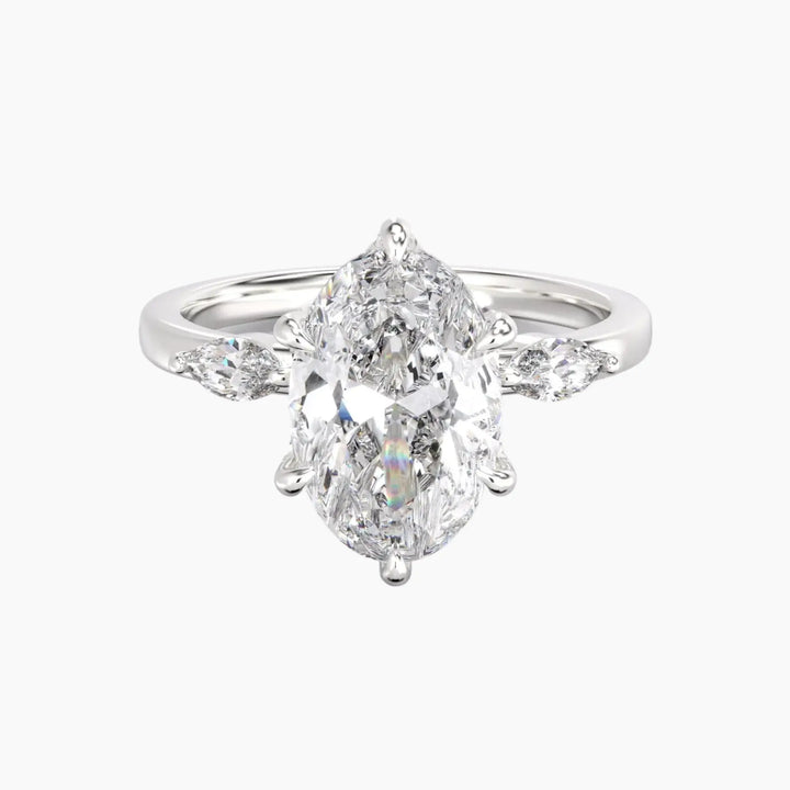 Auracle Oval Hidden Halo 1.5 Carat Lab Grown Diamond Engagement Ring in 18K White Gold
