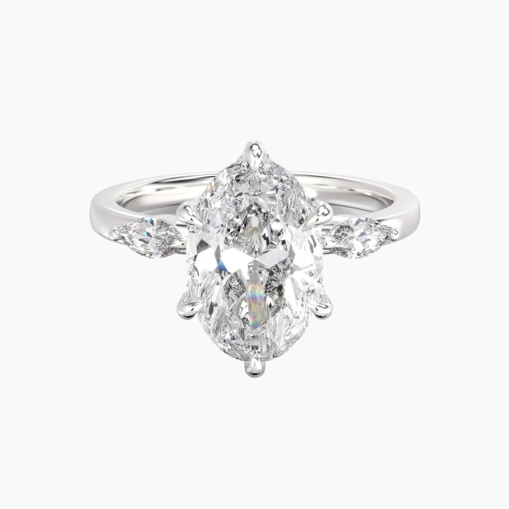 Auracle Oval Hidden Halo 3 Carat Lab Grown Diamond Engagement Ring in 18K White Gold