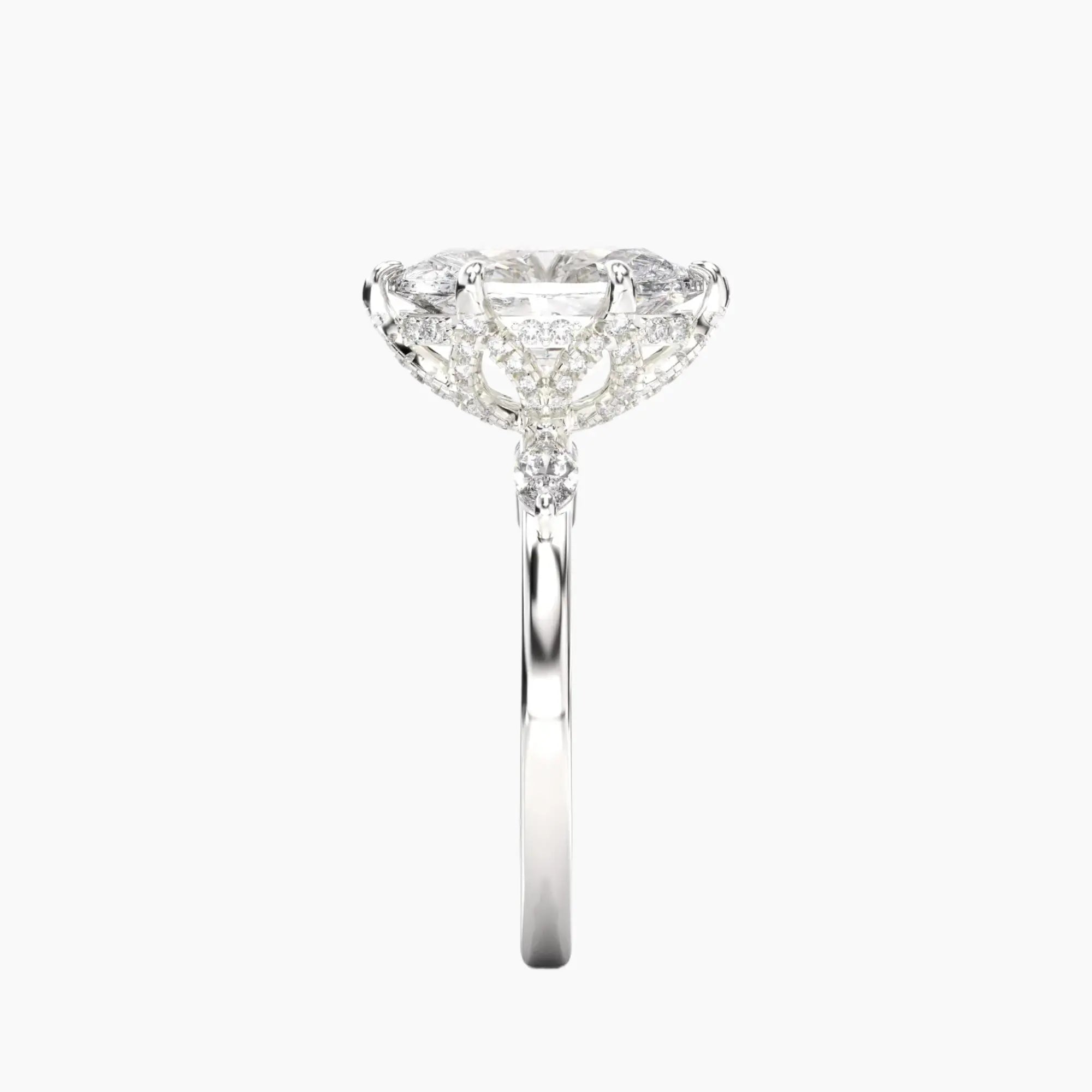 Auracle Oval Hidden Halo Diamond Ring Setting in 14K Rose Gold