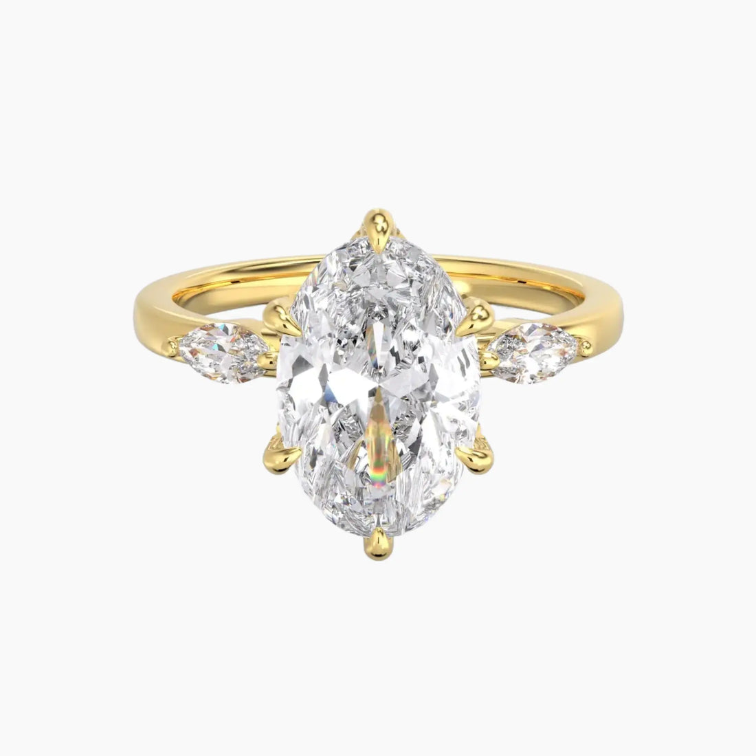 Auracle Oval Hidden Halo 1 Carat Lab Grown Diamond Engagement Ring in 18K White Gold