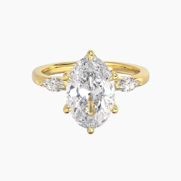 Auracle Oval Hidden Halo 2.5 Carat Lab Grown Diamond Engagement Ring in 14K Yellow Gold