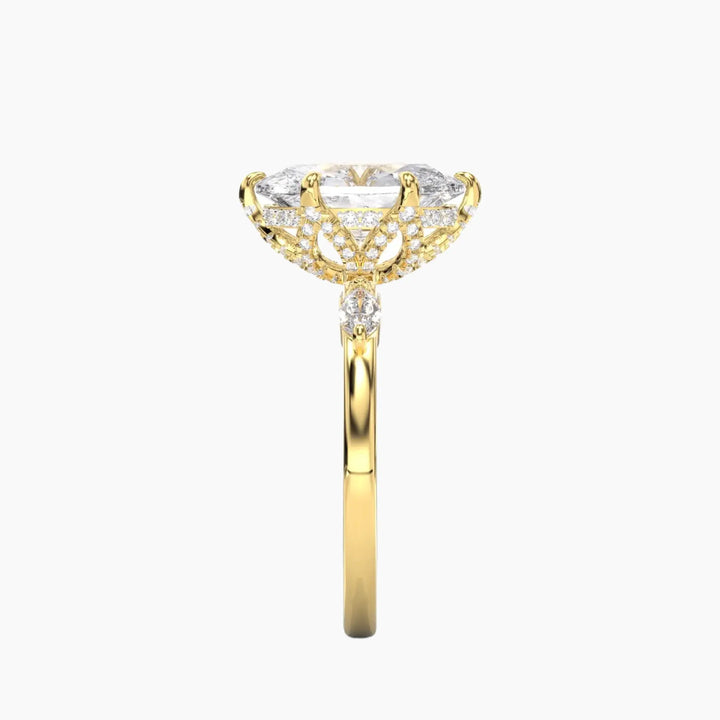 Auracle Oval Hidden Halo 3 Carat Lab Grown Diamond Engagement Ring in 18K Rose Gold