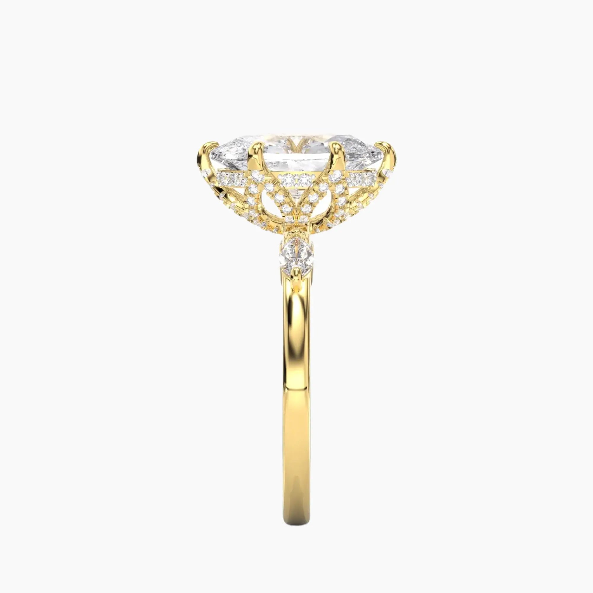 Auracle Oval Hidden Halo Diamond Ring Setting in 18K Rose Gold