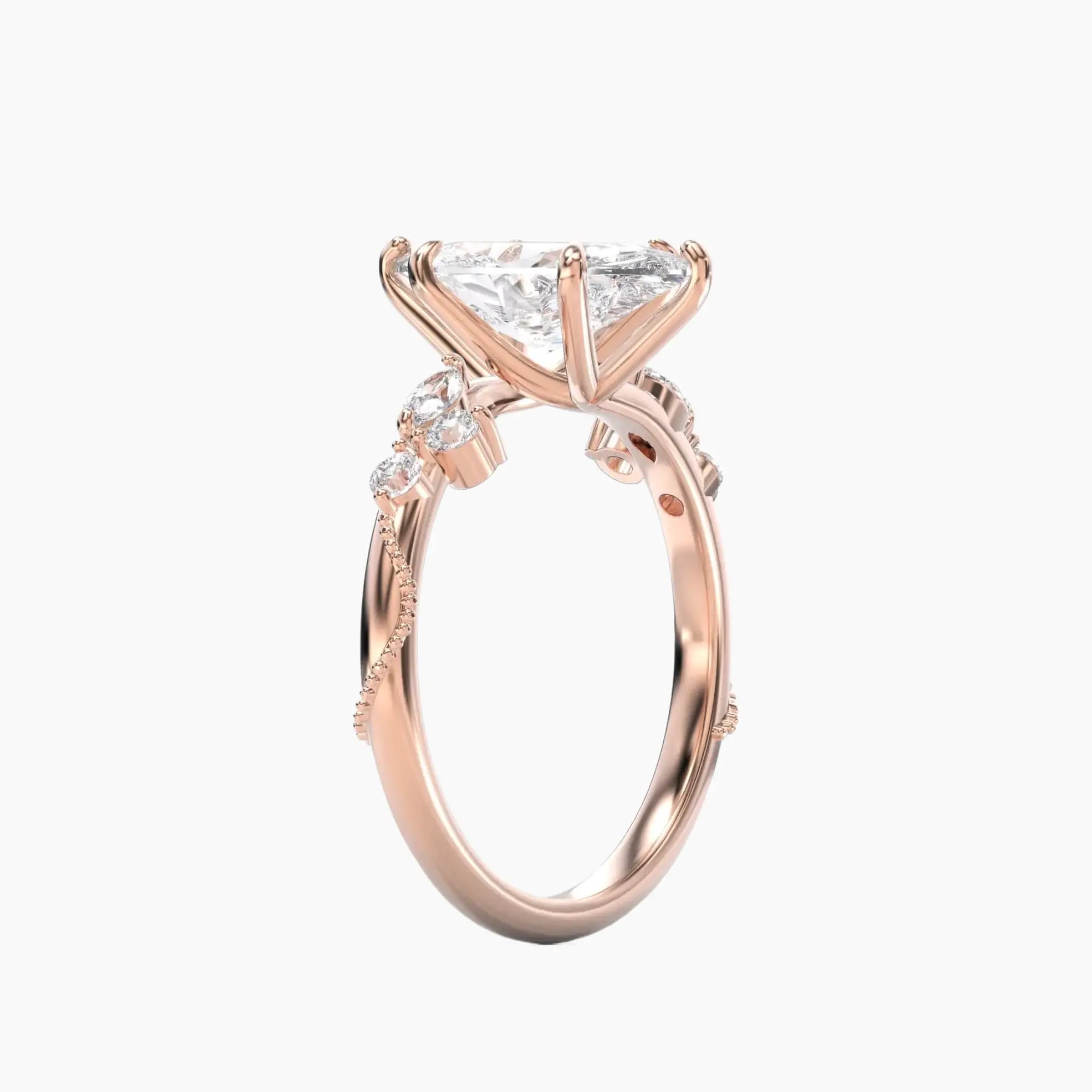 Chantilly Marquise Unique 3 Carat Lab Grown Diamond Engagement Ring in 14K Rose Gold