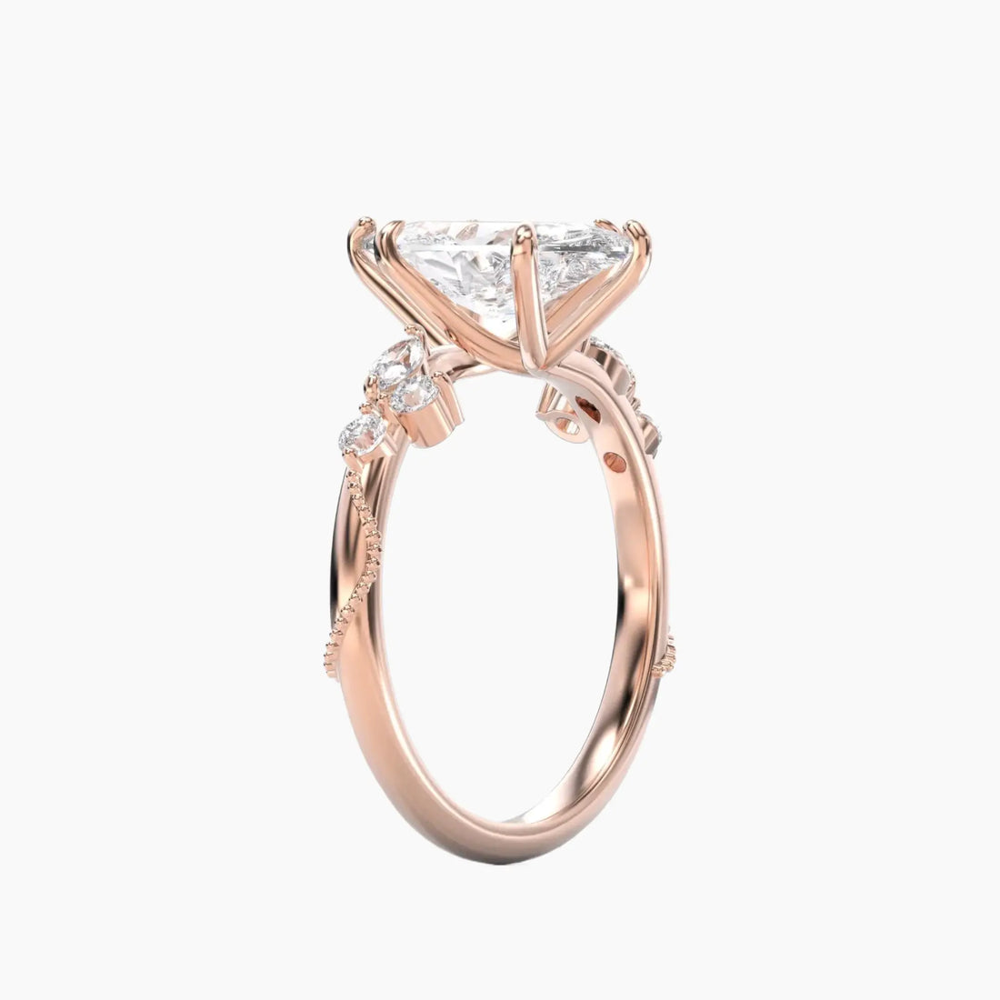 Chantilly Marquise Unique 3 Carat Lab Grown Diamond Engagement Ring in 14K White Gold