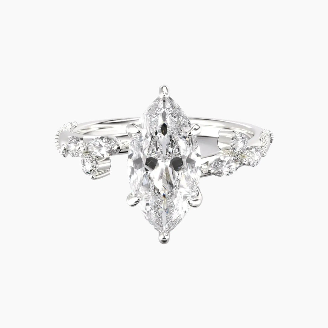 Chantilly Marquise Unique 1.5 Carat Lab Grown Diamond Engagement Ring in 14K Yellow Gold