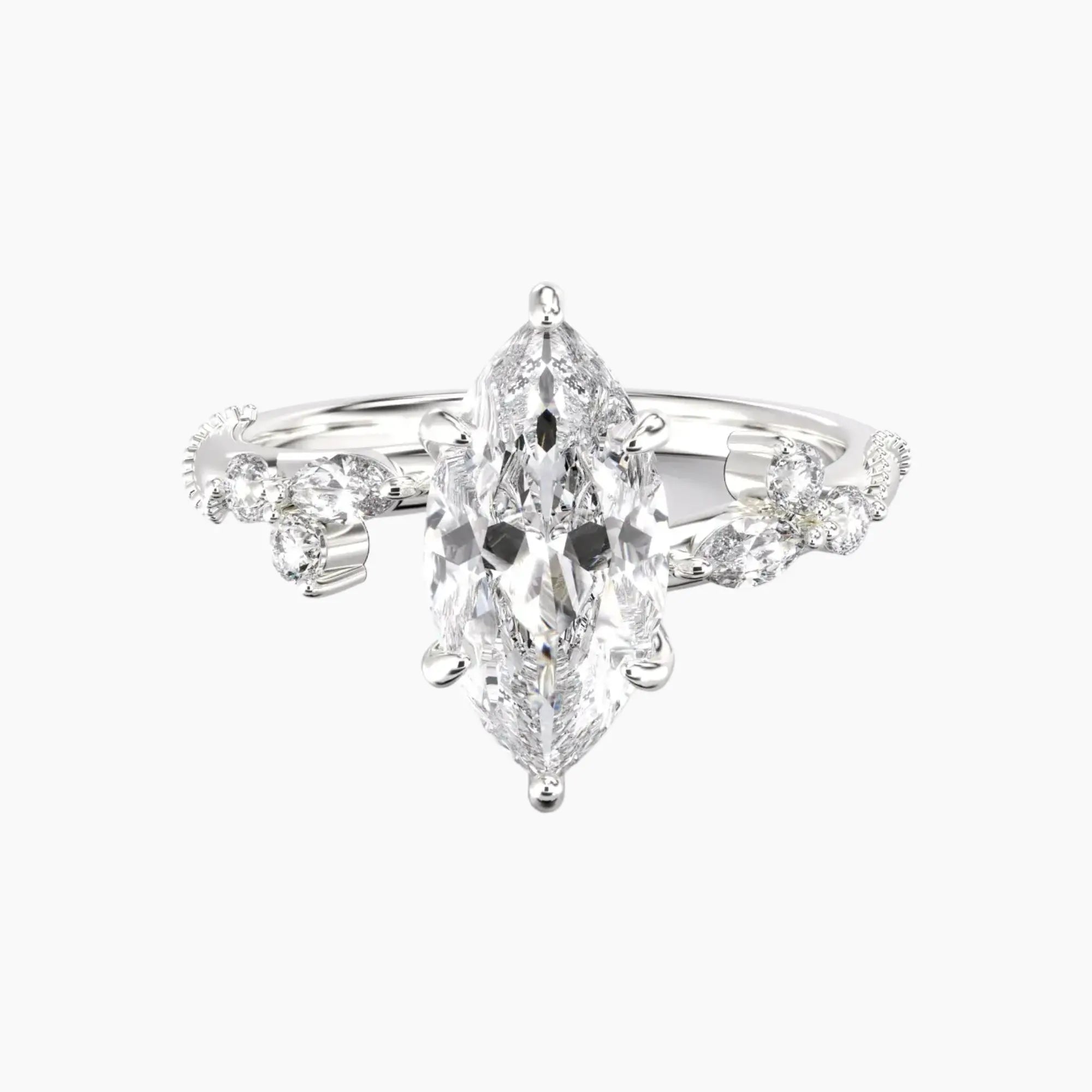 Chantilly Marquise Unique Diamond Ring Setting in 18K Rose Gold