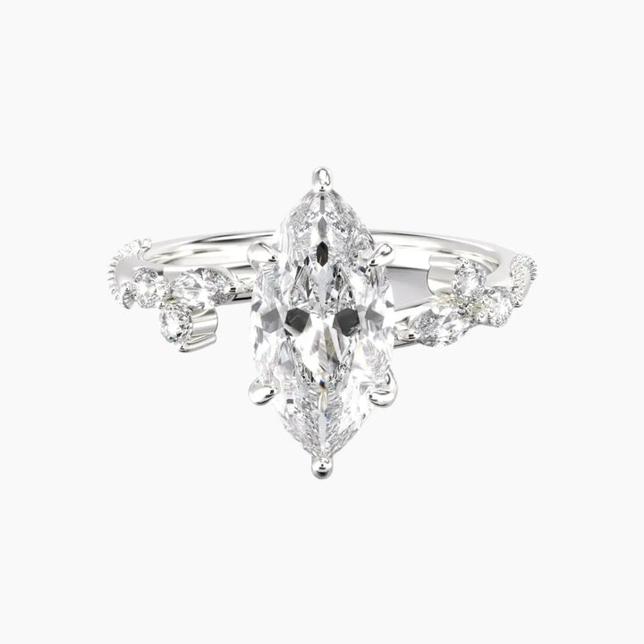 Chantilly Marquise Unique 2 Carat Lab Grown Diamond Engagement Ring in 14K White Gold