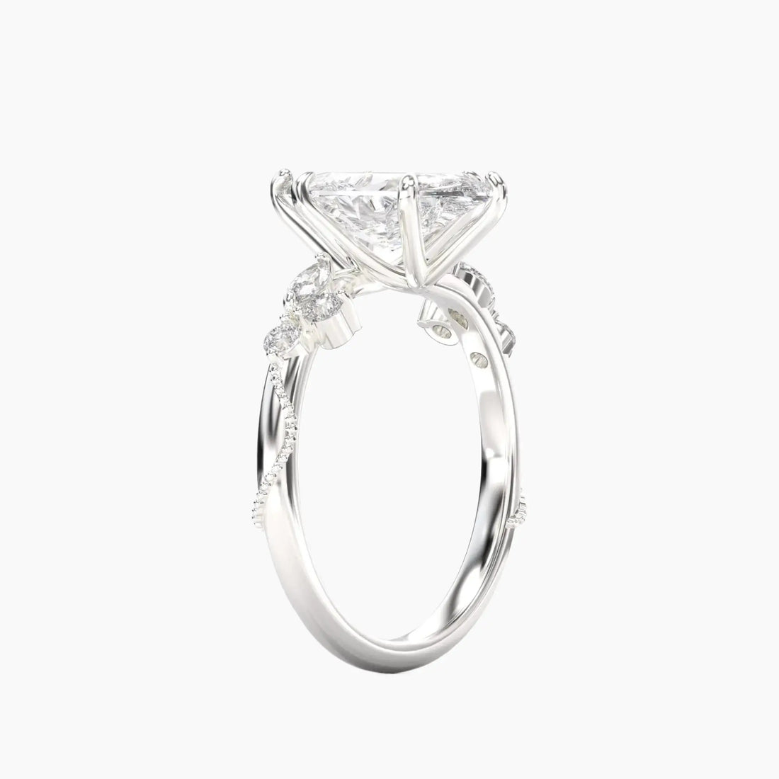 Chantilly Marquise Unique 1.5 Carat Lab Grown Diamond Engagement Ring in 18K Yellow Gold