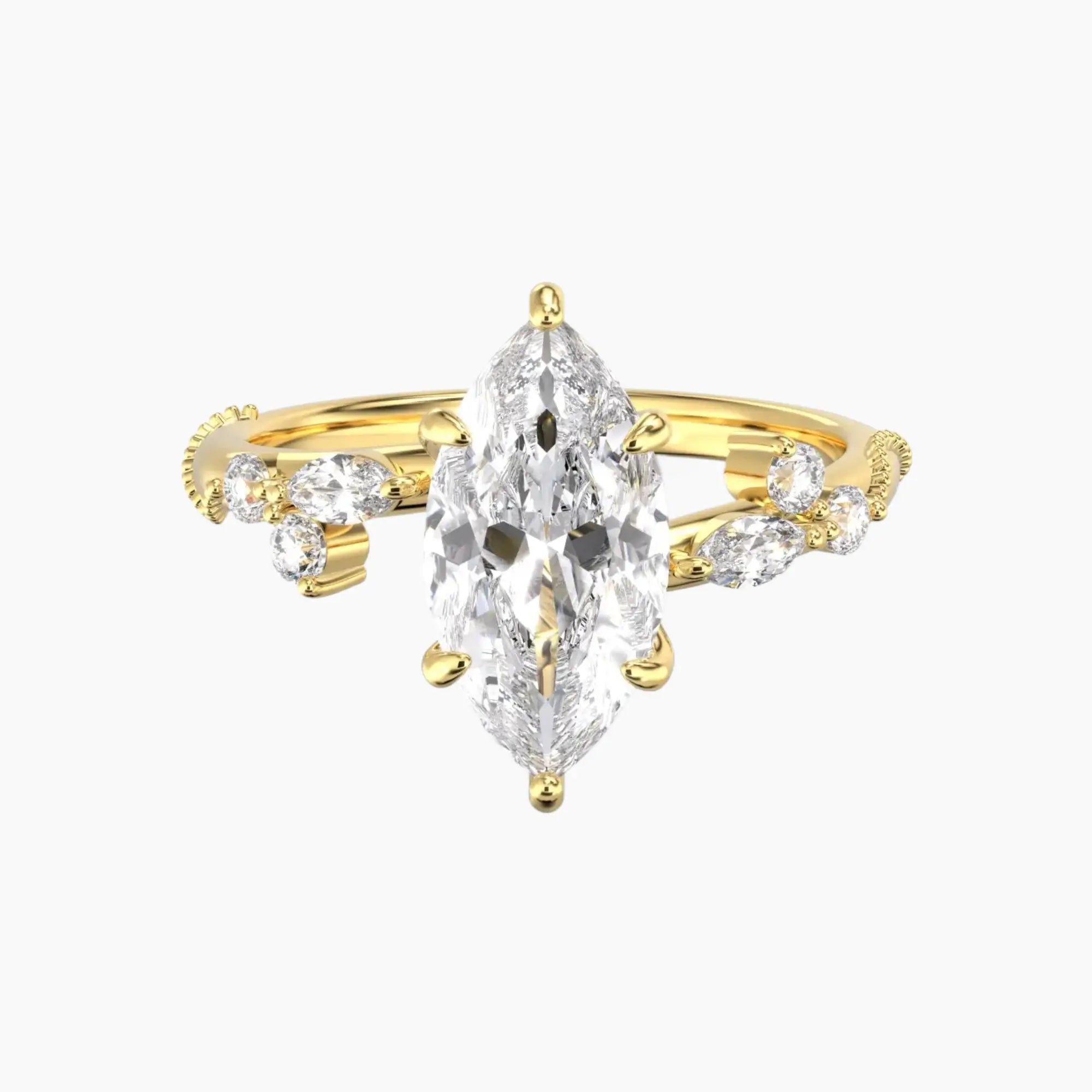 Chantilly Marquise Unique 3 Carat Lab Grown Diamond Engagement Ring in 14K Rose Gold