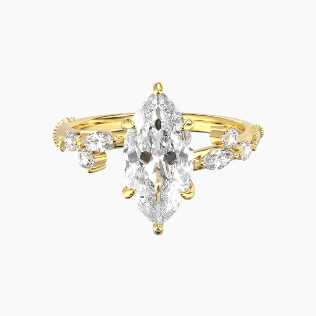 Chantilly Marquise Unique 2 Carat Lab Grown Diamond Engagement Ring in 18K Rose Gold