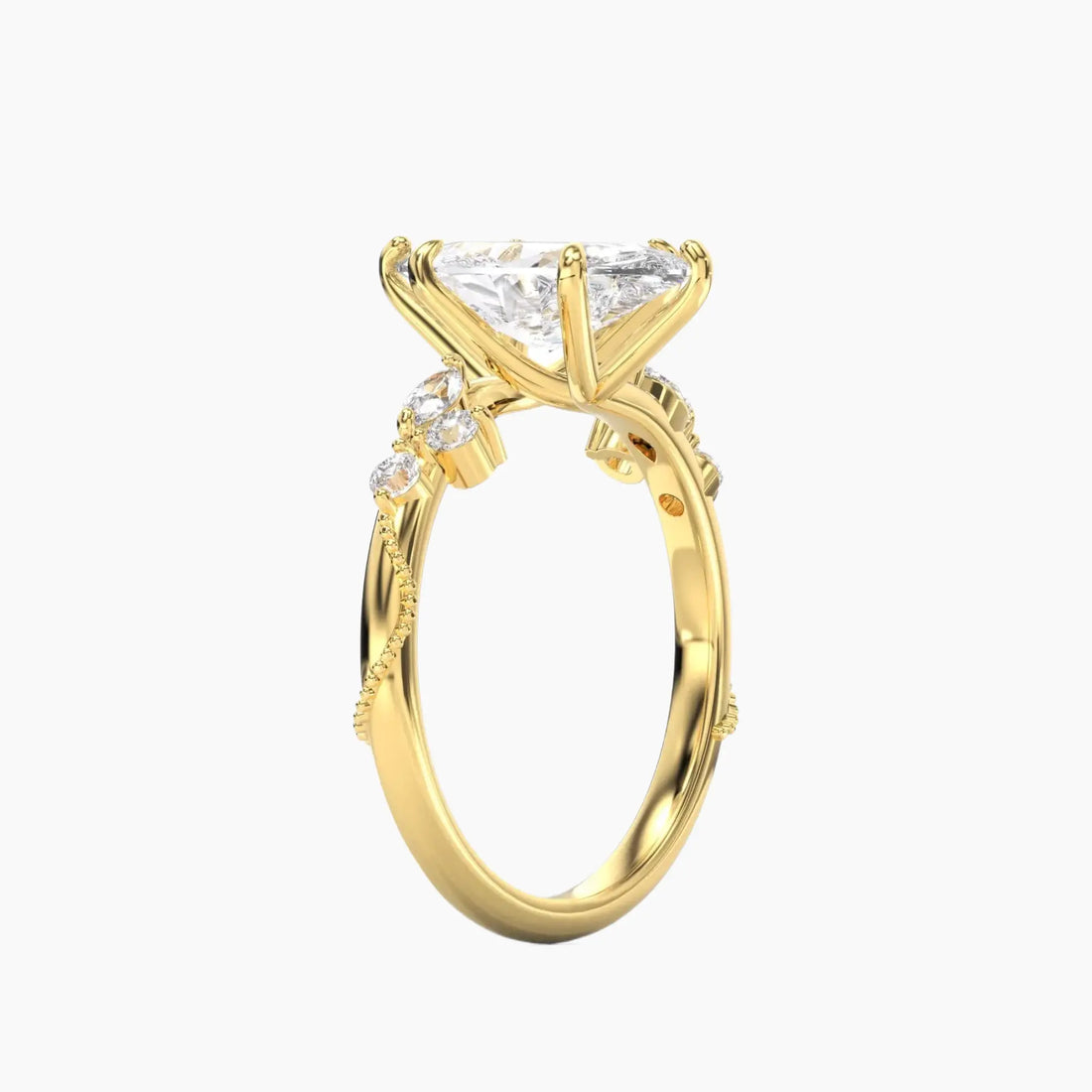 Chantilly Marquise Unique 2.5 Carat Lab Grown Diamond Engagement Ring in 18K Yellow Gold