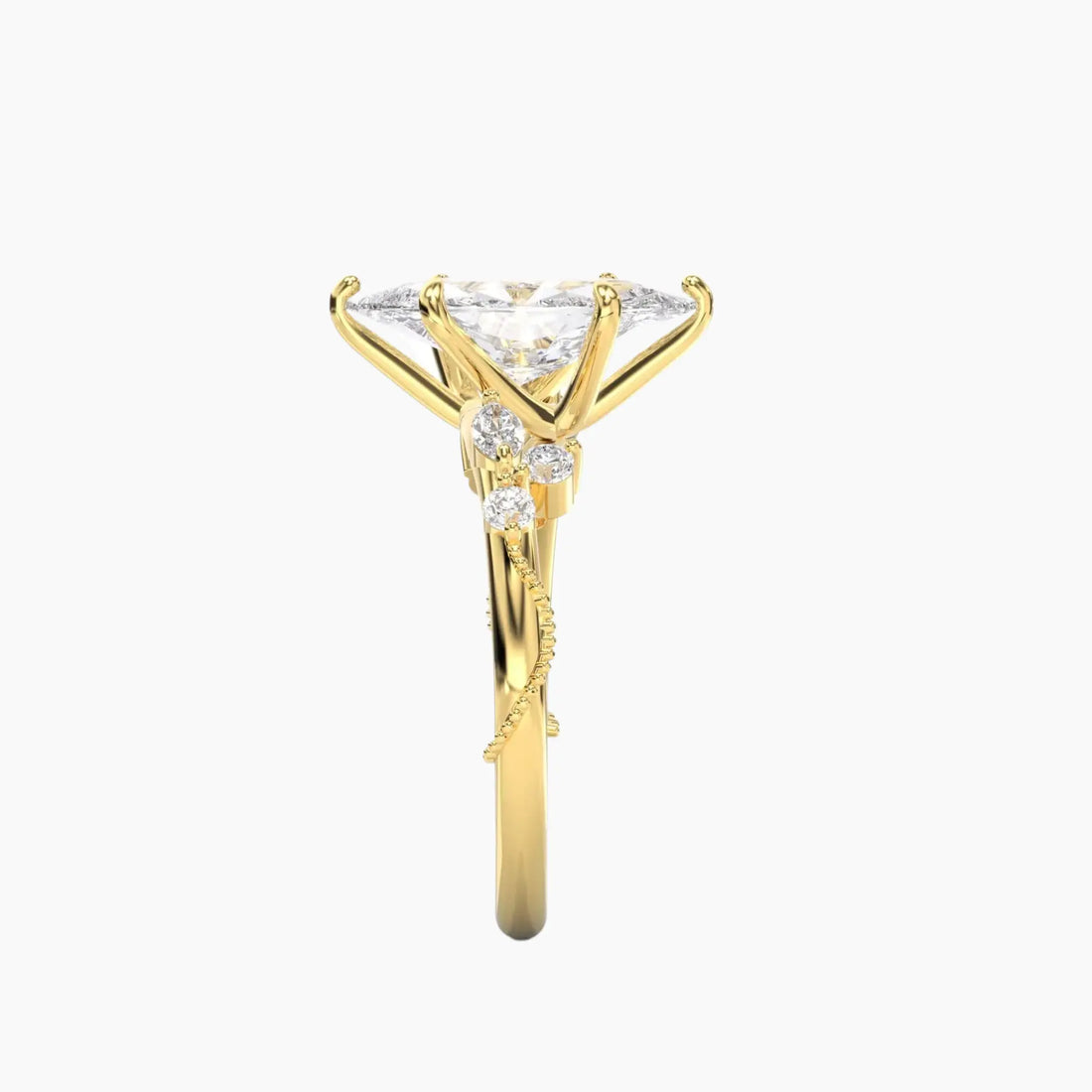 Chantilly Marquise Unique 1.5 Carat Lab Grown Diamond Engagement Ring in 14K Yellow Gold