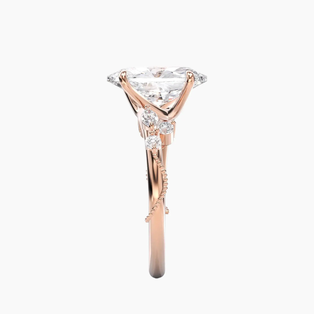 Chantilly Oval Unique 2 Carat Lab Grown Diamond Engagement Ring in 14K Yellow Gold